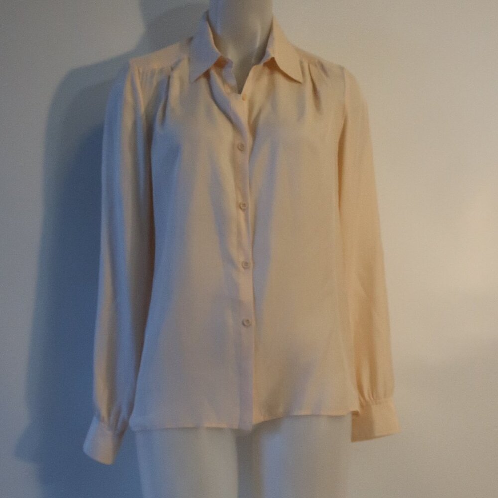 Womens Trouve Light Pink 100% Silk Button Down Blouse S